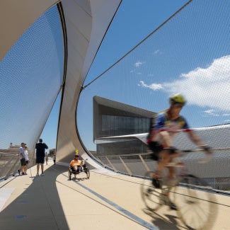 Park Union Bridge with cyclists using it