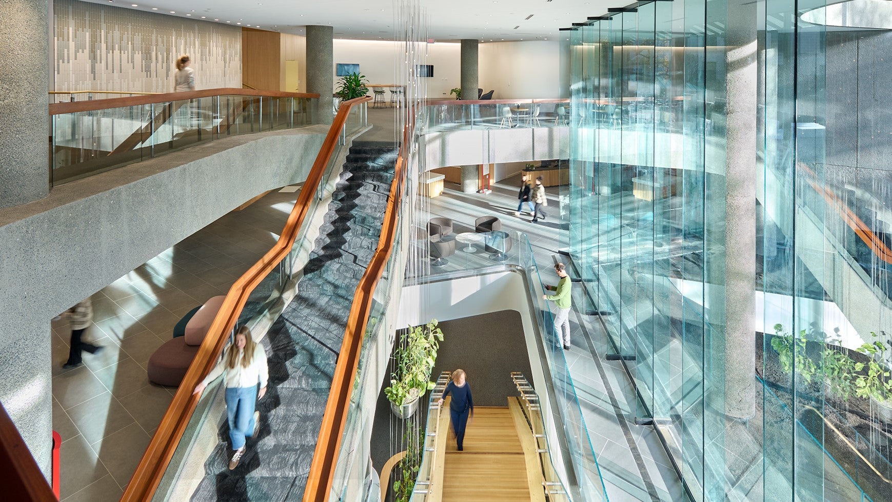 Sun shining through glass windows at AIA Global Campus