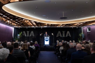 Illya Azaroff speaks at his inaguration