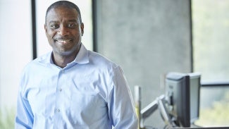 Gentleman in blue button up shirt