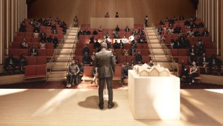 Rendering of the NJM’s auditorium.