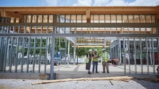 Architects visiting construction site