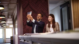 Two architects working together at a table