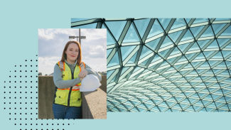 Christiana Copper, AIA, in a hard hat